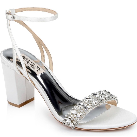 Nadine Embellished Strap Sandal in Soft White